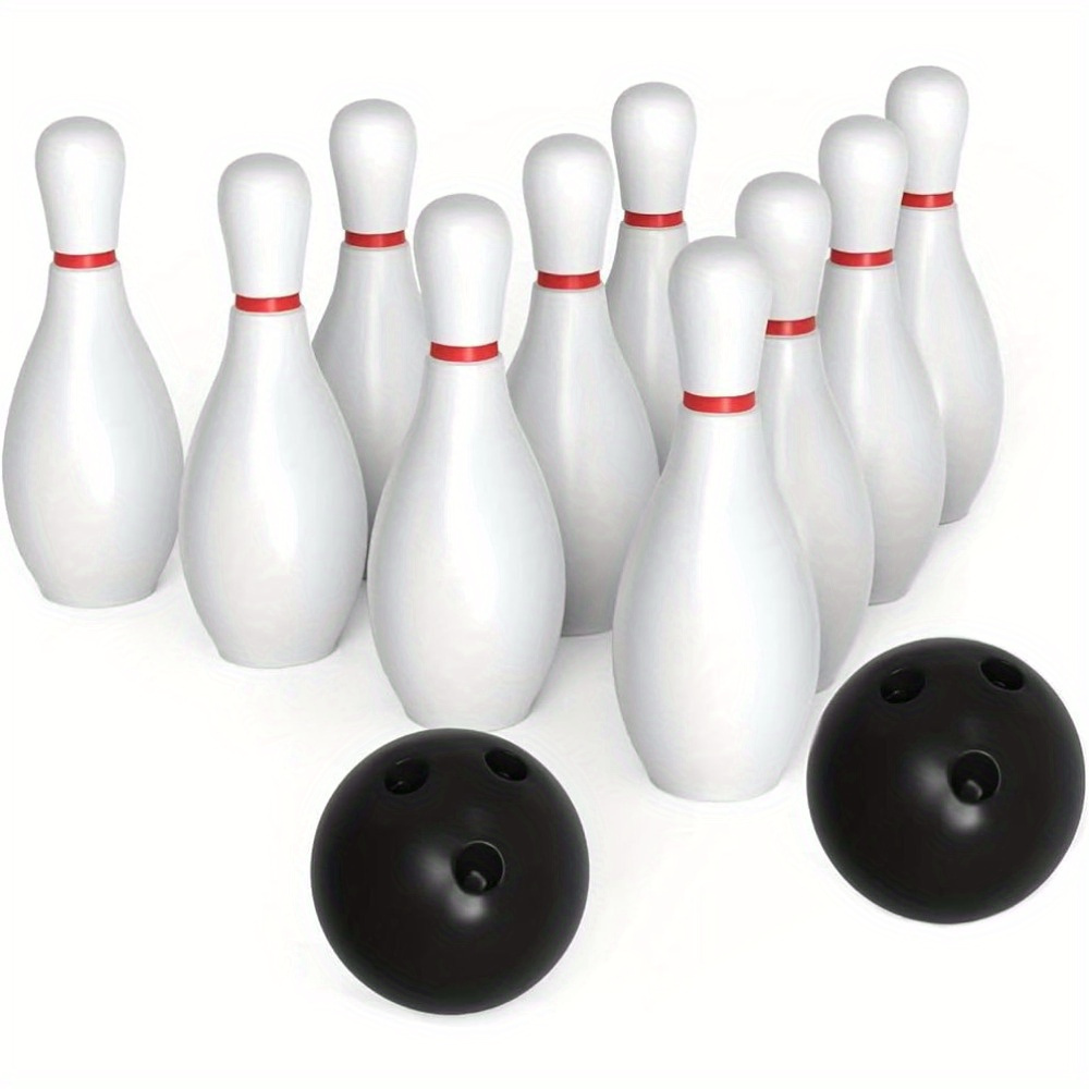 

12pcs/set, Pvc Indoor/outdoor Bowling Set With 10 Bowling Pins & 2 Balls, Durable & Portable Family Game Supplies