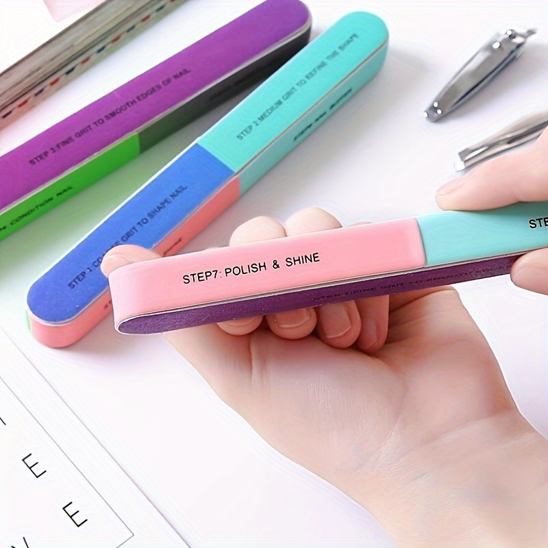 

6-in-1 Hypoallergenic Nail Files And Buffers Set - Creative Printing Nail Art Tool Strip For Polishing, Sanding, Shaping And Shining Nails