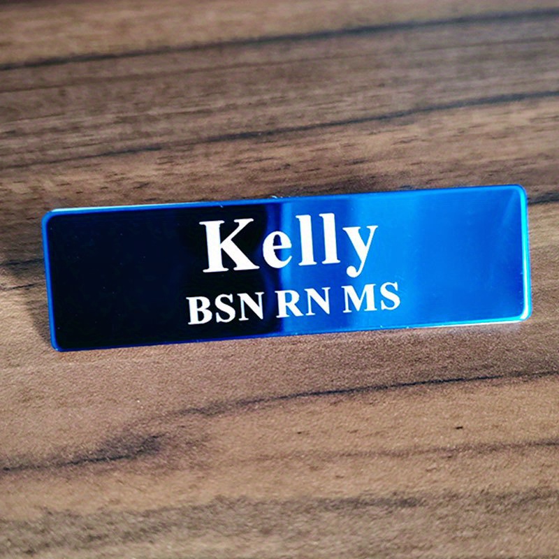

Customizable Employee Name Plate For Nurse Day Men Lady, Top-grade Stainless Steel Name Badge With Carved Text And Title Blue Mirror Finish - 70x20mm Non Fading Metal Id Tag For Nurse Congrats Grad