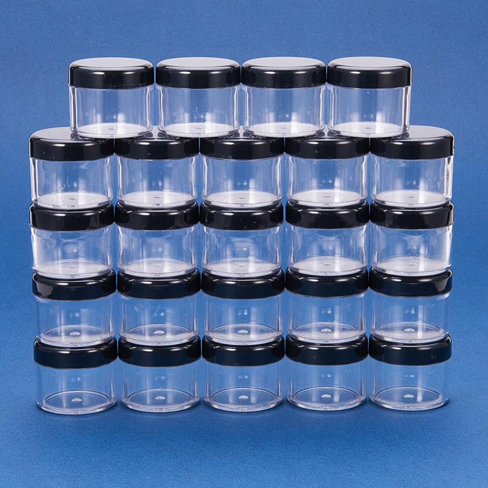 

24pcs Empty Portable Clear Plastic Cosmetic Containers Jars Cases With Black Screw Lid For Creams Make Up Scrubs Art Supplies