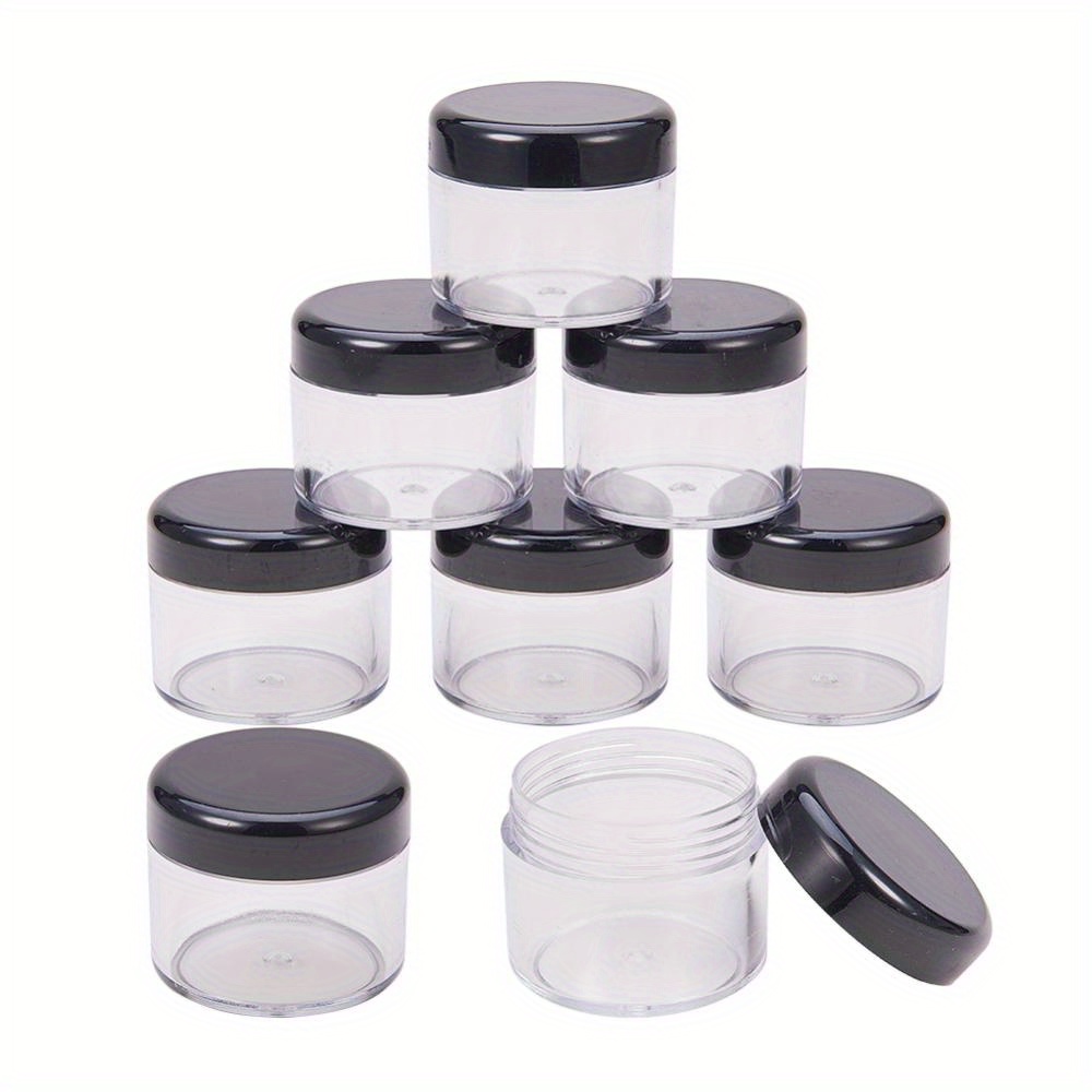 E-shop 1 Stück Leere Tragbare Klare Plastik Kosmetikbehälter Gläser Etuis mit Schwarzem Schraubdeckel für Cremes Make-up Peeling Kunstbedarf
