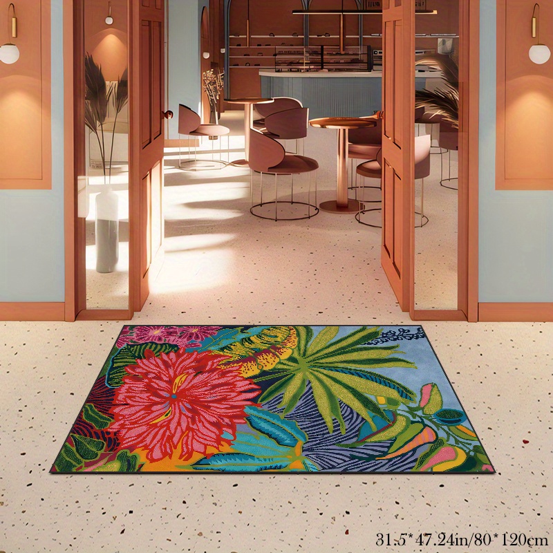 

Plant Pattern Rug, Modern Style Carpet, Area Rug, Outdoor Rug, Suitable For Dining Room, Cafe, Living Room, Bedroom, Balcony, Machine Washable, Indoor Outdoor Rug For Hotel Eid Al-adha Mubarak