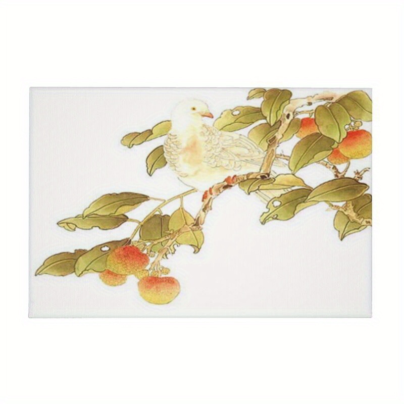 水墨画 鳥と果物の絵 （おいしい果物の墨絵イラスト - No