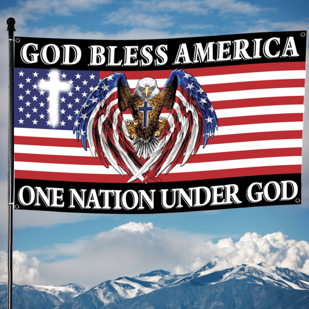 

1pc, 1 Nation Under God Eagle Flag 3x5ft 90x150cm Decorations For Home, Outside, Inside House Flag, Patriot Decorations, Indoor, Outdoor Decor American Usa Flag With 4 Grommets