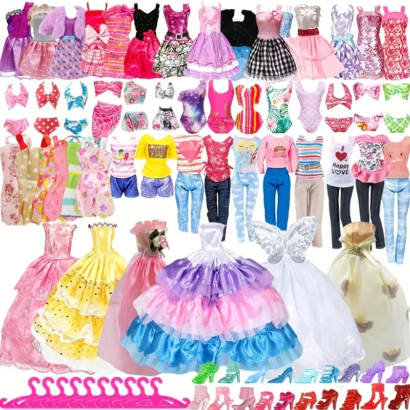 

1 Set Of 50pcs Doll Clothes And Accessories Designed For 11.5-inch Dolls, Including 2pcas Wedding Dresses, 10pcs Halter Dresses, 3pcs Swimsuits, 10pcs Hangers, 10 Pairs Of Shoes, And 5 Pairs Glasses.