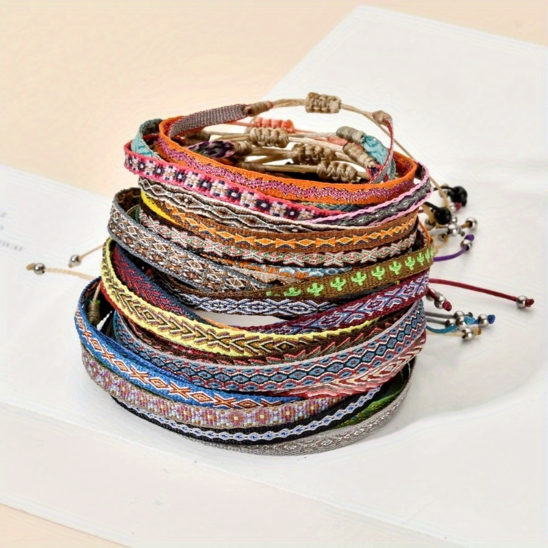 

Bohemian Colored Woven String Bracelets: Yoga Handcrafted Unique Woven Straps, Men And Women Friendship Bracelets, Lucky Jewelry