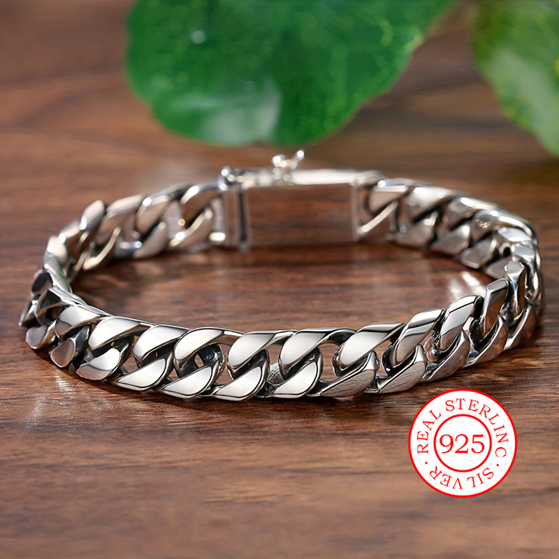 TEMU 1pc 925 Silver Men's And Women's Bracelets, Bracelets, Men's And Women's Hip-hop Street Style