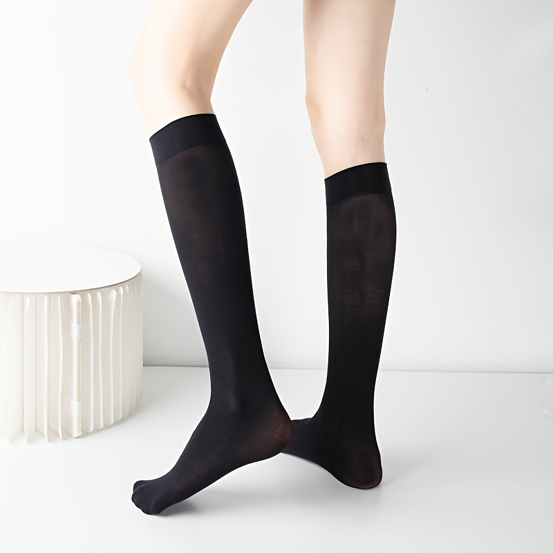 

Women's Super Stretchy Thin Calf Compression Socks, Simple Breathable Stockings For Daily Wear & Comfort