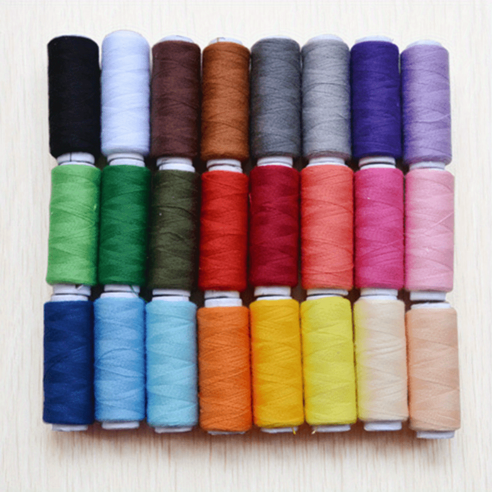 

24pcs Premium Polyester Sewing Thread Set - Vibrant Colors For Arts, Crafts, Repairs & Diy Projects, 120 Yards Each