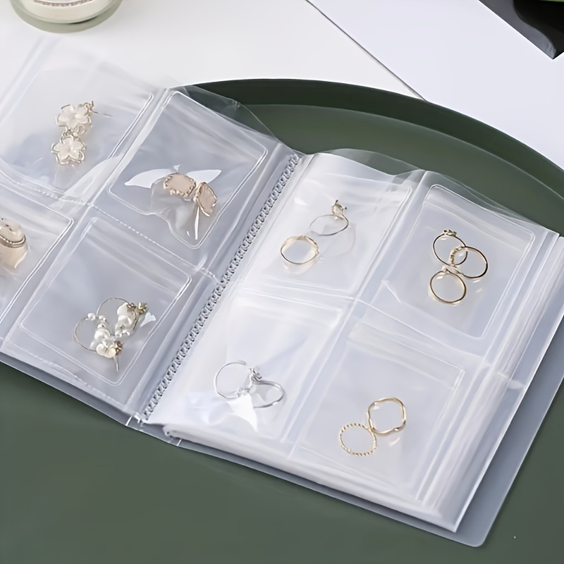 

1pc 84/160-slot Transparent Jewelry Storage Book, Travel Earring Organizer Manual With Jewelry Pouches, Portable Display Case