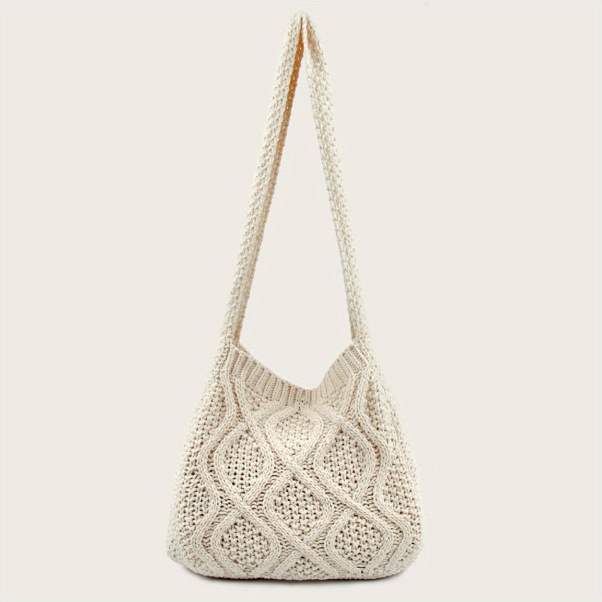 Literary Crochet Shoulder Bag, Women' Woven Handbag, Large Capacity Shopping Bag