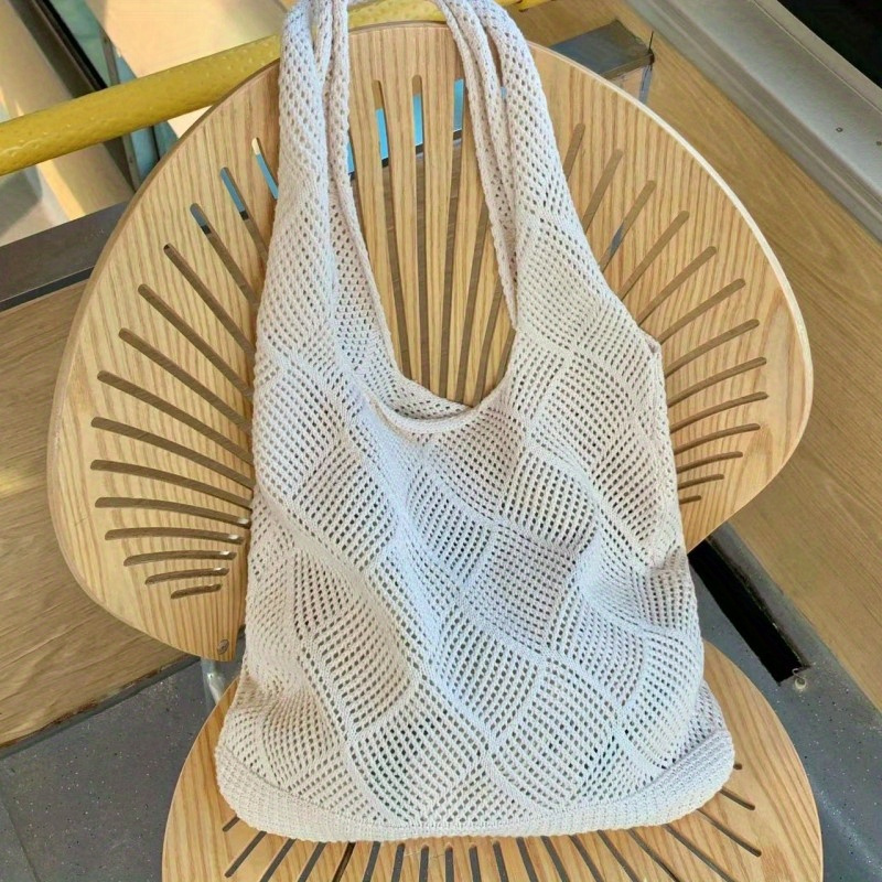 TEMU Summer Beach Hollow Hobo Bag, Large Capacity Tote Bag, Women's Casual Shoulder Bag & Travel Accessories