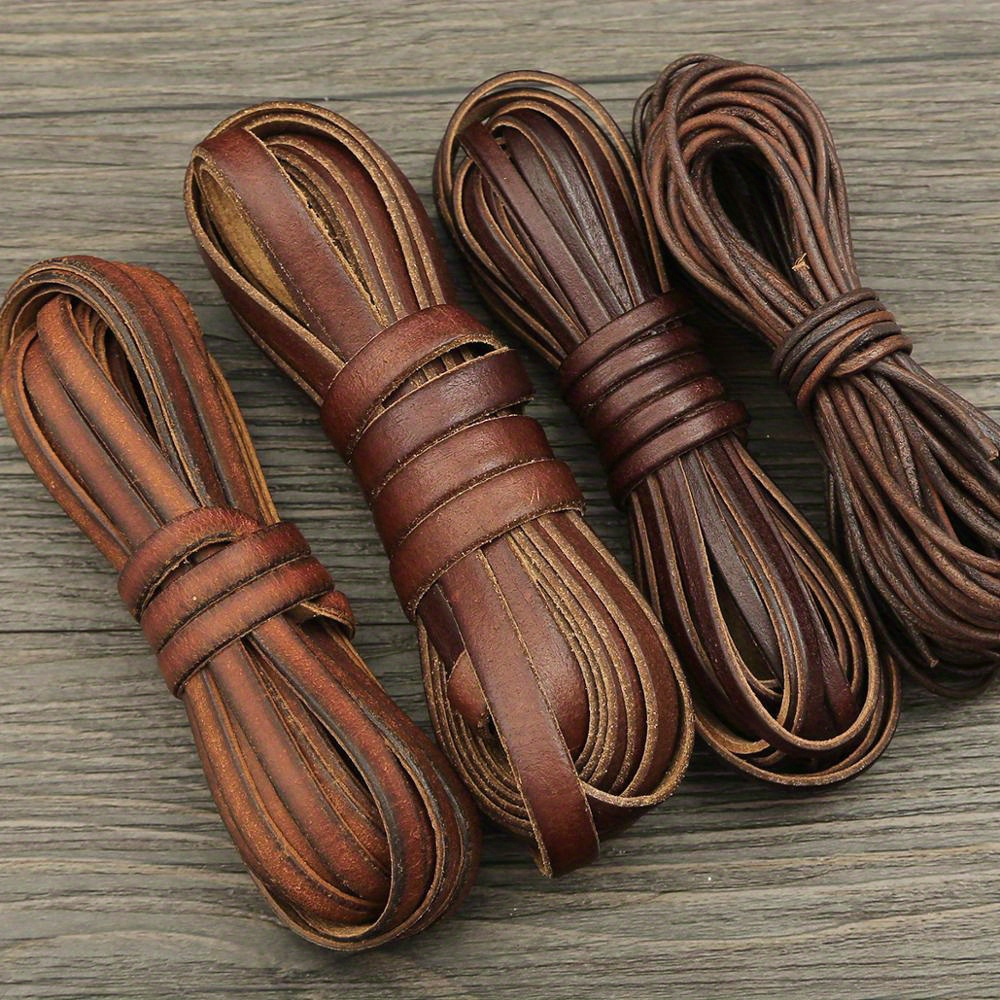 

2m Retro Genuine Leather Cord 1.5-10mm Round/flat Strand Cow Leather Rope Macrame String Bracelets Braided Diy Jewelry Making Cord Supplies