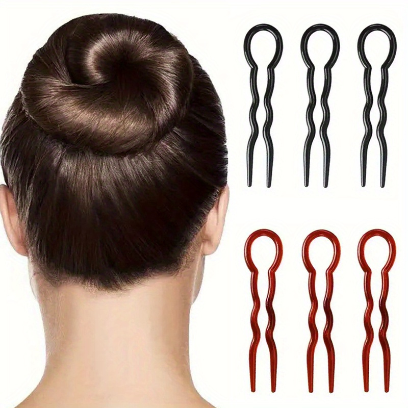6pcs U Shaped Hair Forks, French Style Hair Pins, Hair Braid Twist Styling Clips Hairdressing Accessories