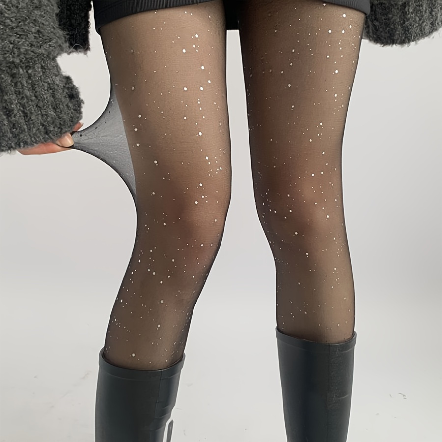 

1 Pair Shiny Sequin Decor Tights, Elastic Anti-hook Nightclub Pantyhose, Women's Stockings & Hosiery