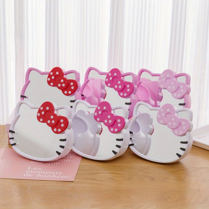 

New Hl-09 Cartoon Kitty Cat Mirror Storage Box With Bow On The Desktop For Makeup Mirror And Miscellaneous Storage