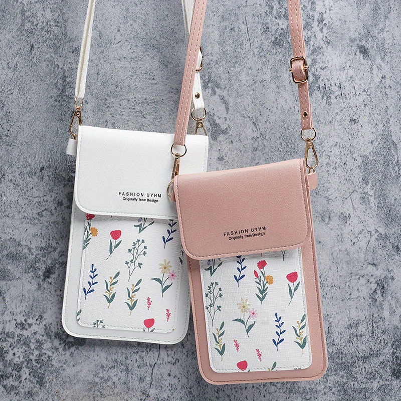 

Mini Floral Print Crossbody Phone Bag For Women, Shoulder Purses Pu Leather, Women's Crossbody Bag