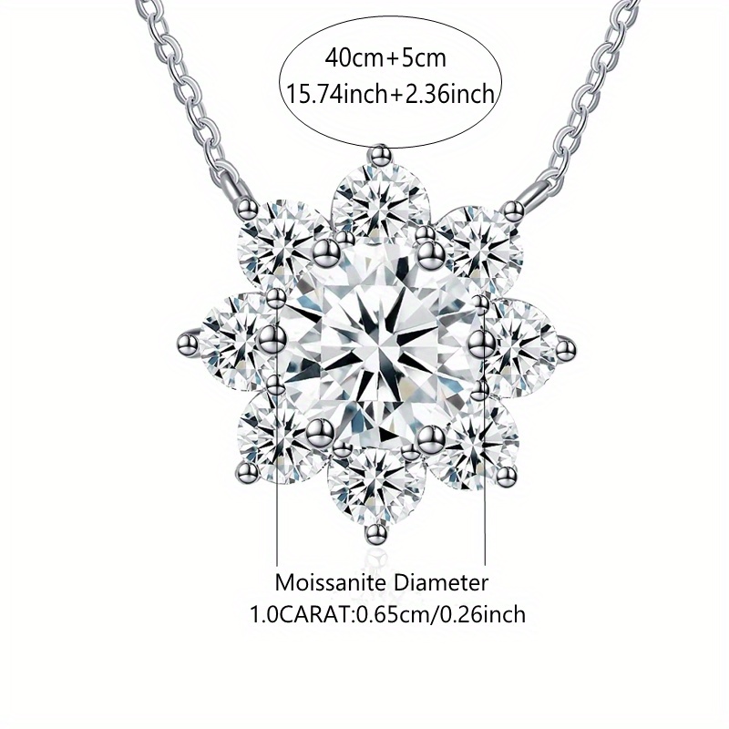 Women's 925 Silver Moissanite Sunflower Necklace