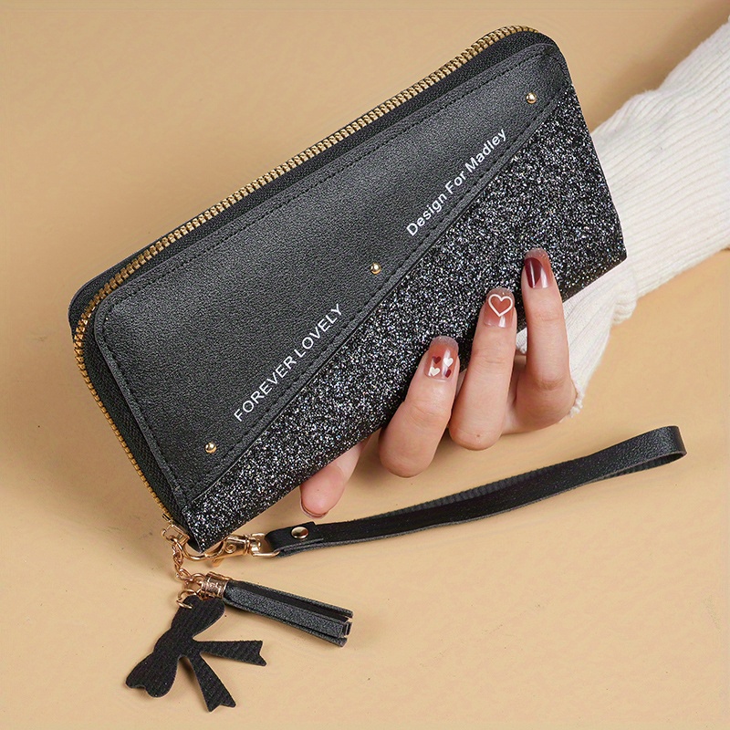 

Fashionable Women's Long Wallet, Zipper Around Coin Purse With Multi-card Slots, Chic Mobile Phone Bag Clutch With Wristlet Strap