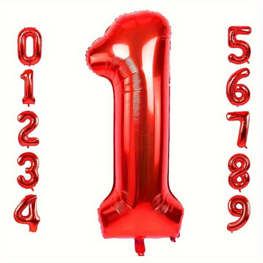 

1pc, 0-9 Balloons Large 16-inch Red Number Balloons For Memorable Celebrations - Perfect For Birthdays, Graduations, Weddings, Anniversaries, And Baby Showers