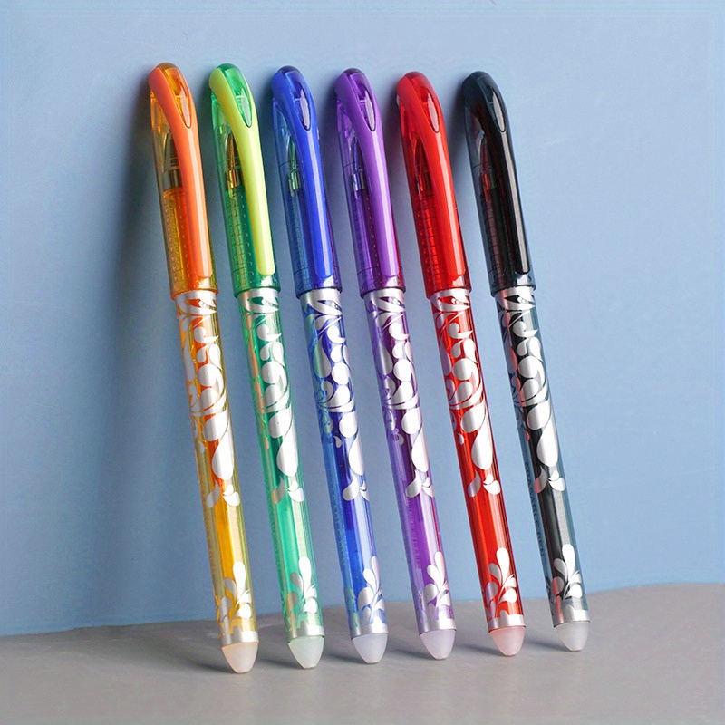 

6 Colors Erasable Gel Pen, Blue And White Porcelain Hot Erasable Pen, 0.5mm Heat Sensitive Erasable Office School Supplies Stationery