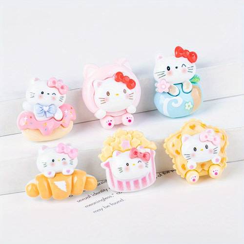 12pcs/pack Sanrio Hello Kitty Cute Cartoon Cat Resin Embellishments For DIY Phone Cases, Water Bottles, Storage Boxes, Decorative Resin Patches Accessories (20x28mm To 28x22mm)