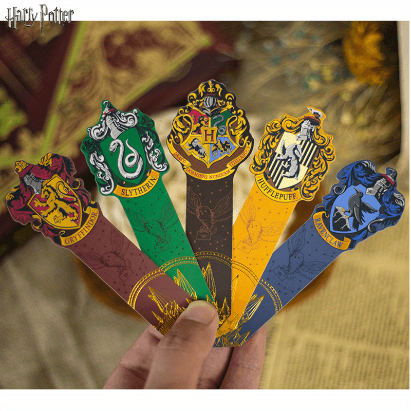 

5pcs Official Licensed Hogwarts Gryffindor Ravenclaw Hufflepuff Slytherin House Bookmarks Stationery Gifts School Supplies For Classmates Teachers Friend