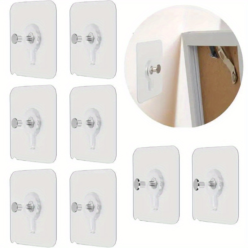 

10pcs Transparent Adhesive Wall Hooks - Punch-free, Easy To Install, Nail-in Screws Sticker, Casual Style Metal And Pvc, Wall Mount Hooks For Pictures, Posters, Home & Bathroom Decor