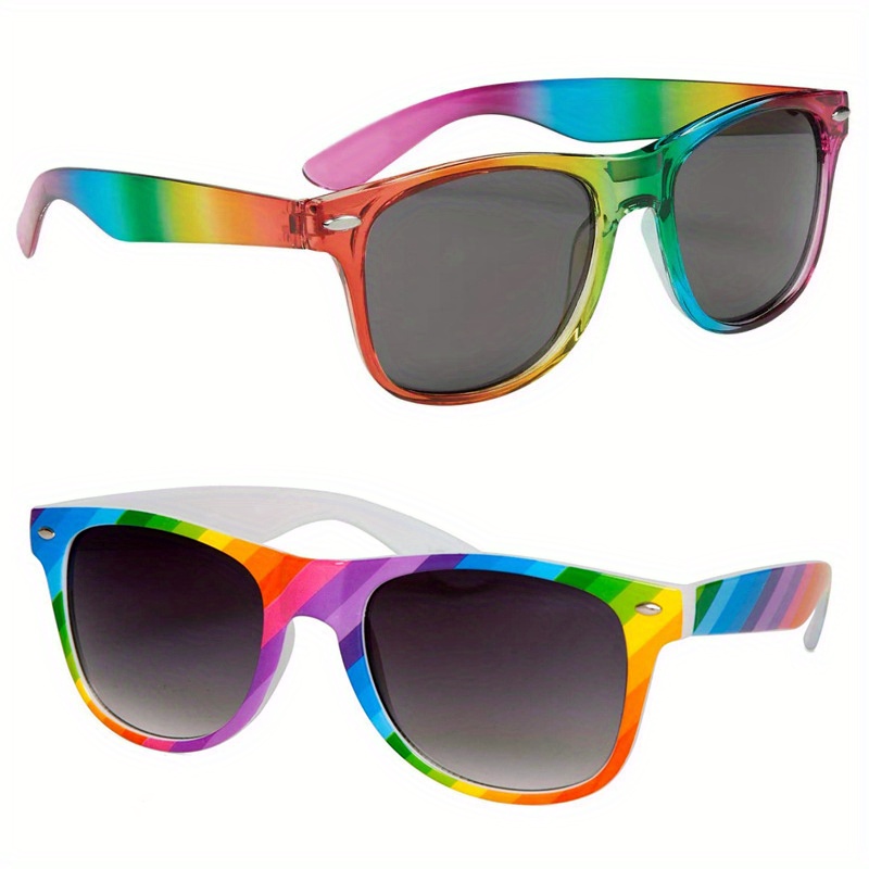 

Y2k Eye-catching Punk Rainbow Colors Decorative Sunglasses, For Bar Club Rave Parade Party Supply Photo Prop