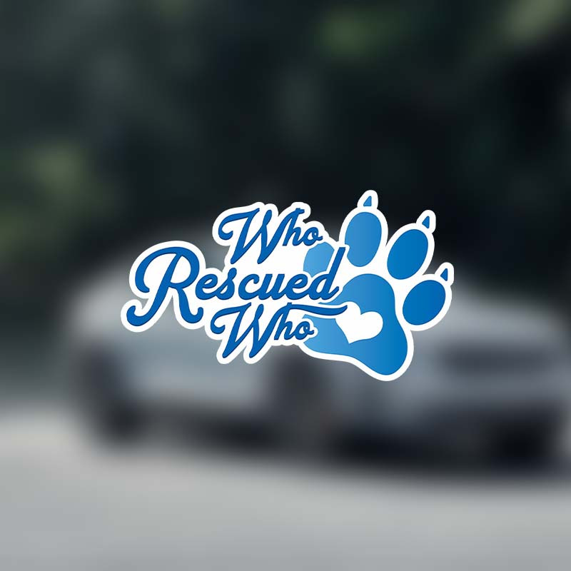 

Paw Print 'who Rescued Who' Vinyl Decal - Perfect For Cars, Laptops & More | Durable Sticker For Windows, Bumpers, Walls & More