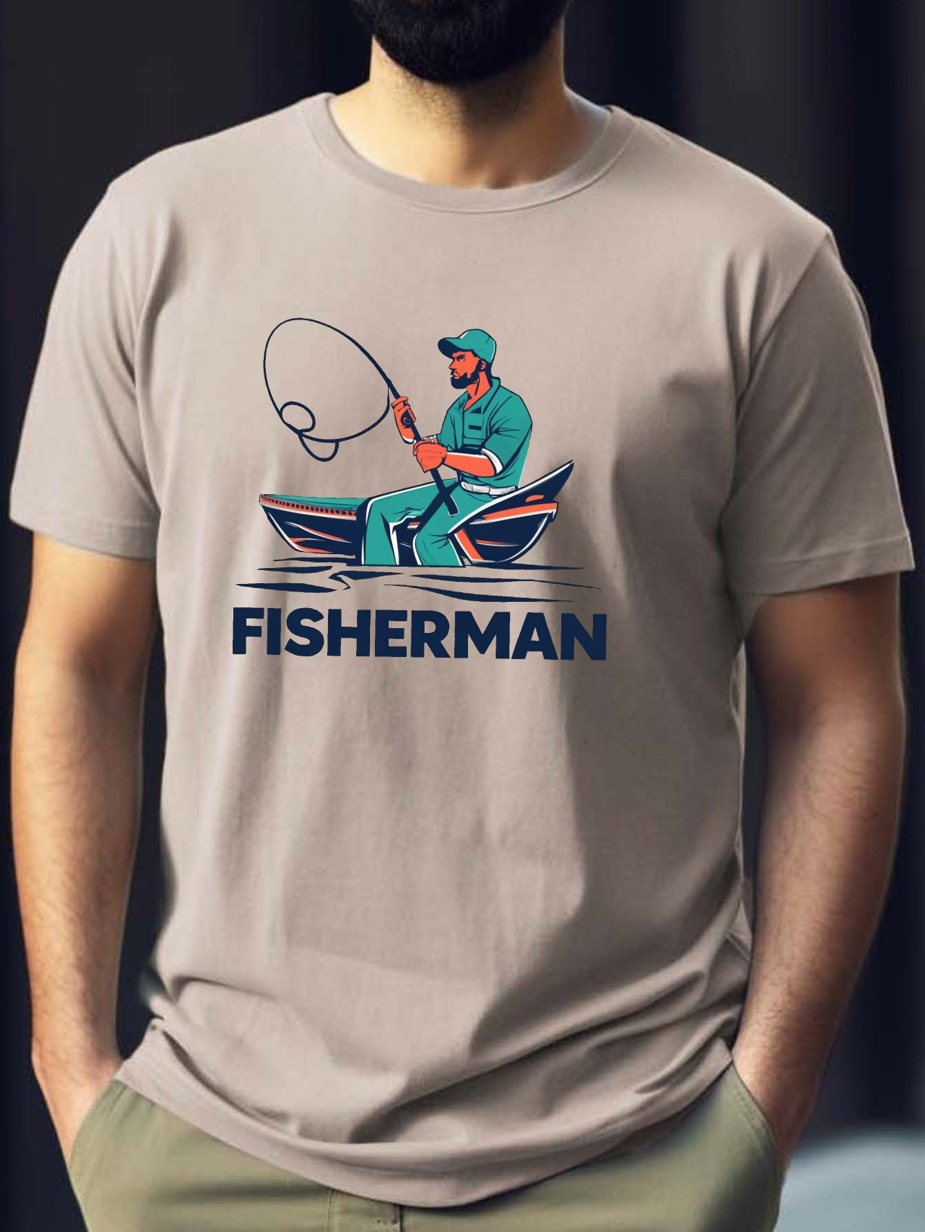 camiseta estampada pescador camisetas hombres camiseta Temu