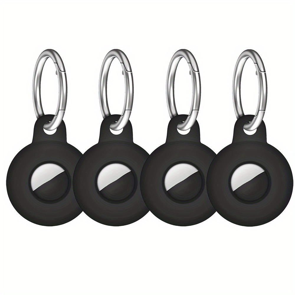 TEMU 4pcs Compatible With Air Tag, Airtags With Keychain, Protective Case Key Ring Item Finders Gps Accessories, Black