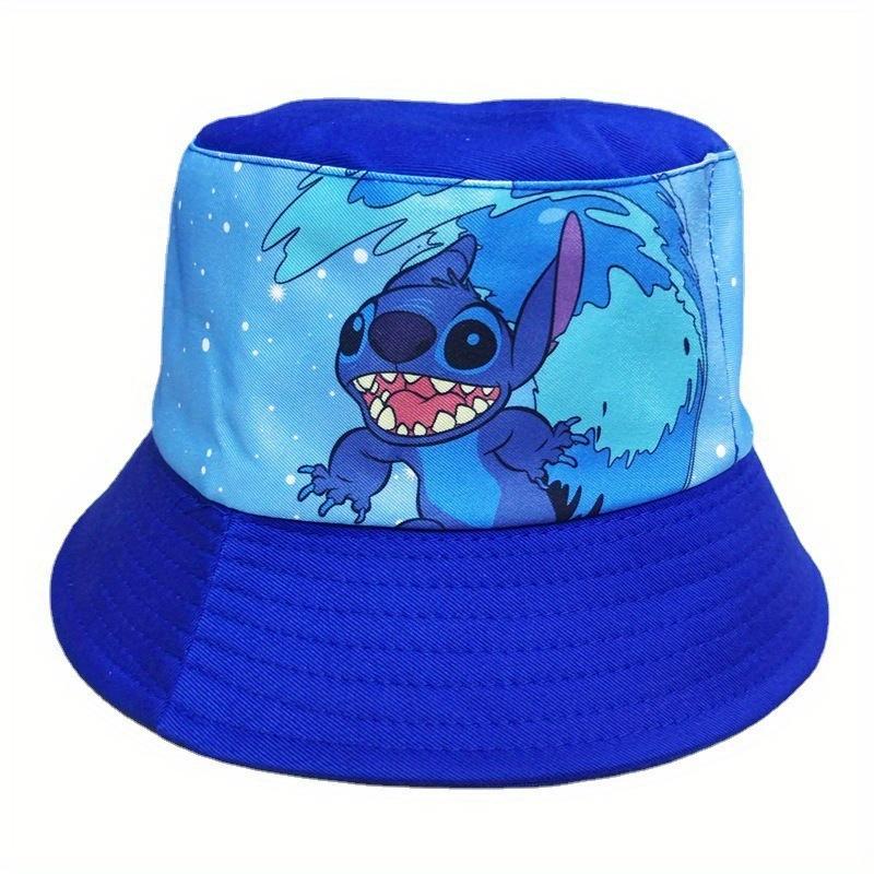 

Disney Stitch Print Bucket Hat, Cartoon Anime Bucket Hat, Cute Uv Protection Sun Hat With Wide Brim, Blue