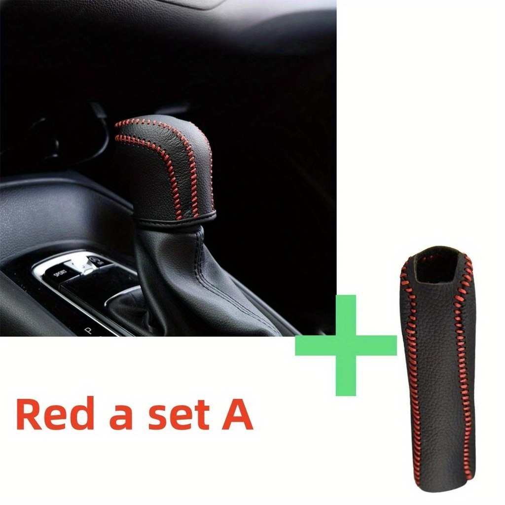 TEMU Pu Leather Gear Shift Knob Cover Fit For   For Corolla For For For Fortuner For Vios For Yaris For Rav4 2014 - 2019 Shift Knob Protection Cover Accessories