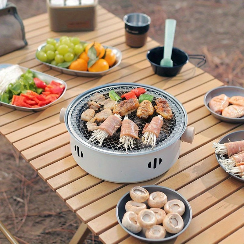 Portable Stainless Steel Barbecue Grill Pan for Tabletop BBQ