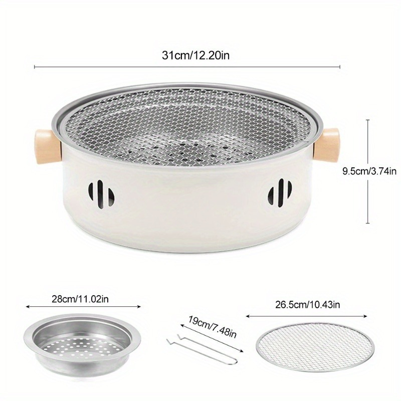Portable Stainless Steel Barbecue Grill Pan for Tabletop BBQ