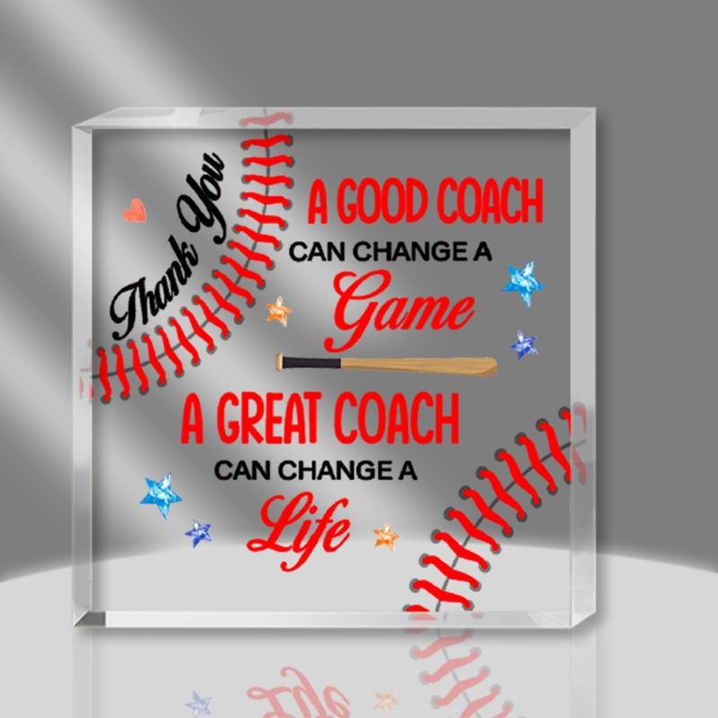 TEMU [2d Flat] Baseball Gifts Thank You Gift For Baseball Clear Desk Decorative Sign A Great Can Acrylic Plaque With Wooden Stand Home Office Desk