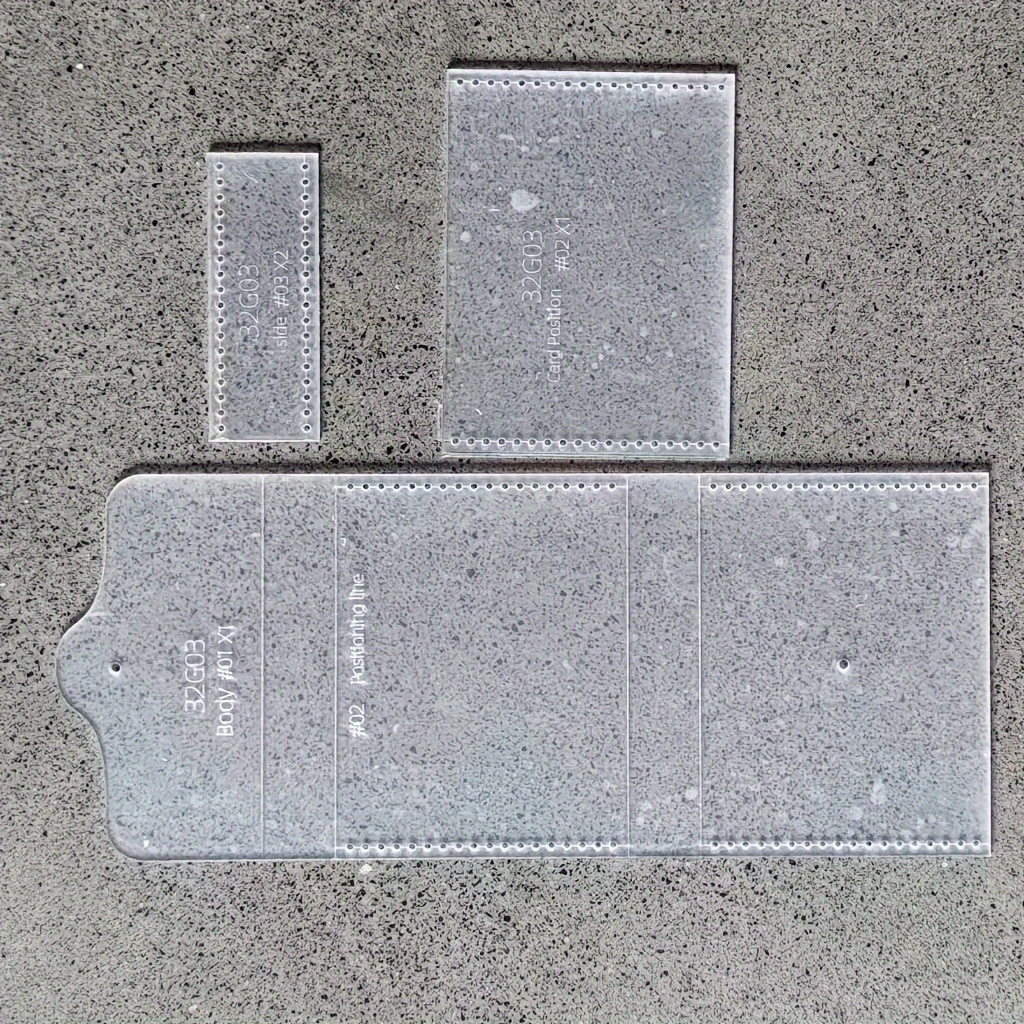 Set Of 3 Tools For Crafting Card Bags And Coin Purses, Ideal For Leather Projects, Including Templates For Short Wallets
