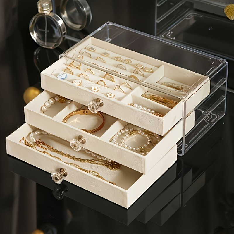 

1pc Jewelry Storage Box With Multi-layer, Ear Stud Earring Storage Container, Portable Storage And Organization For Desk, Office, Bedroom, Bathroom