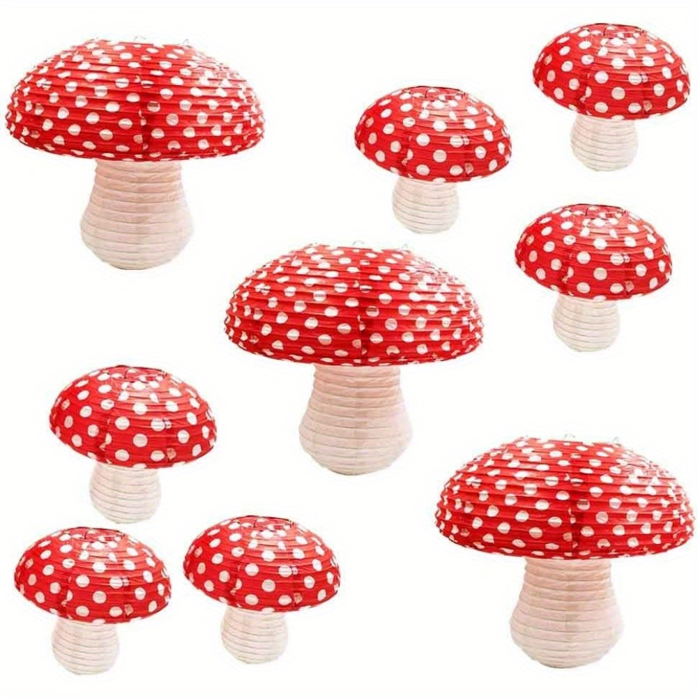 

1pc, 8in/20cm 12in/30cm Large Mushroom Paper Lanterns For Birthday Party Decorations Mushroom Party Supplies Wedding Party Hanging Ornaments