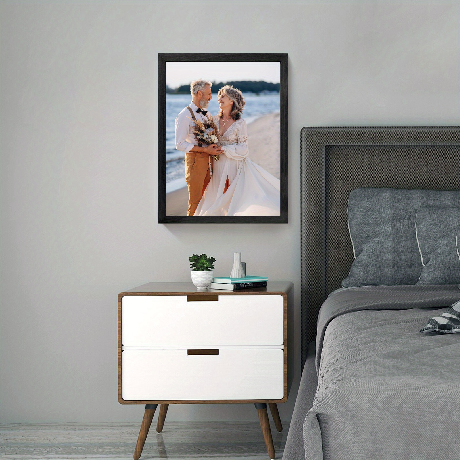 

1pc Photo Frame In Black - Poster Frame With Wood Frame And Polished Cover - Horizontal And Vertical Formats For Wall With Built-in Hanging Hardware