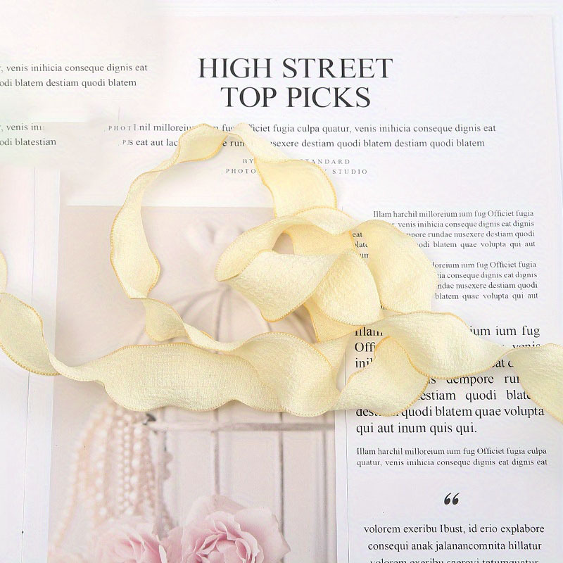 Image of Pleated Fishtail Chiffon Ribbon, Flower Bouquet Wrapping, Macaron-colored Ribbon, Florist Cake Handmade Diy Materials