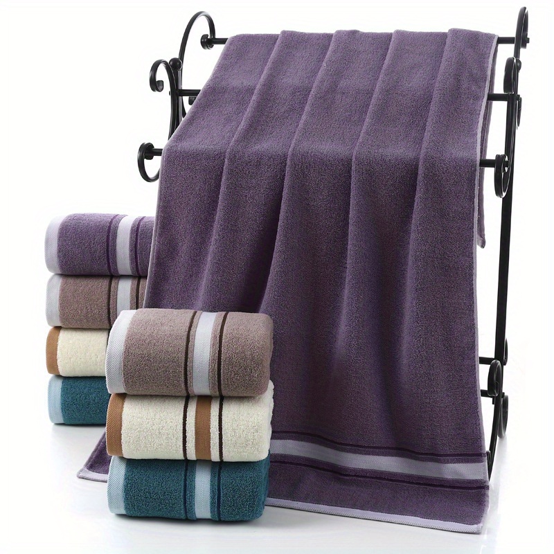 

100% Cotton Bath Towels Set - Quick-drying, Absorbent, Machine Washable Oblong Bathroom Towels - Contemporary Style For Home, Beach, Hotel - Hand And Bath Towel Collection