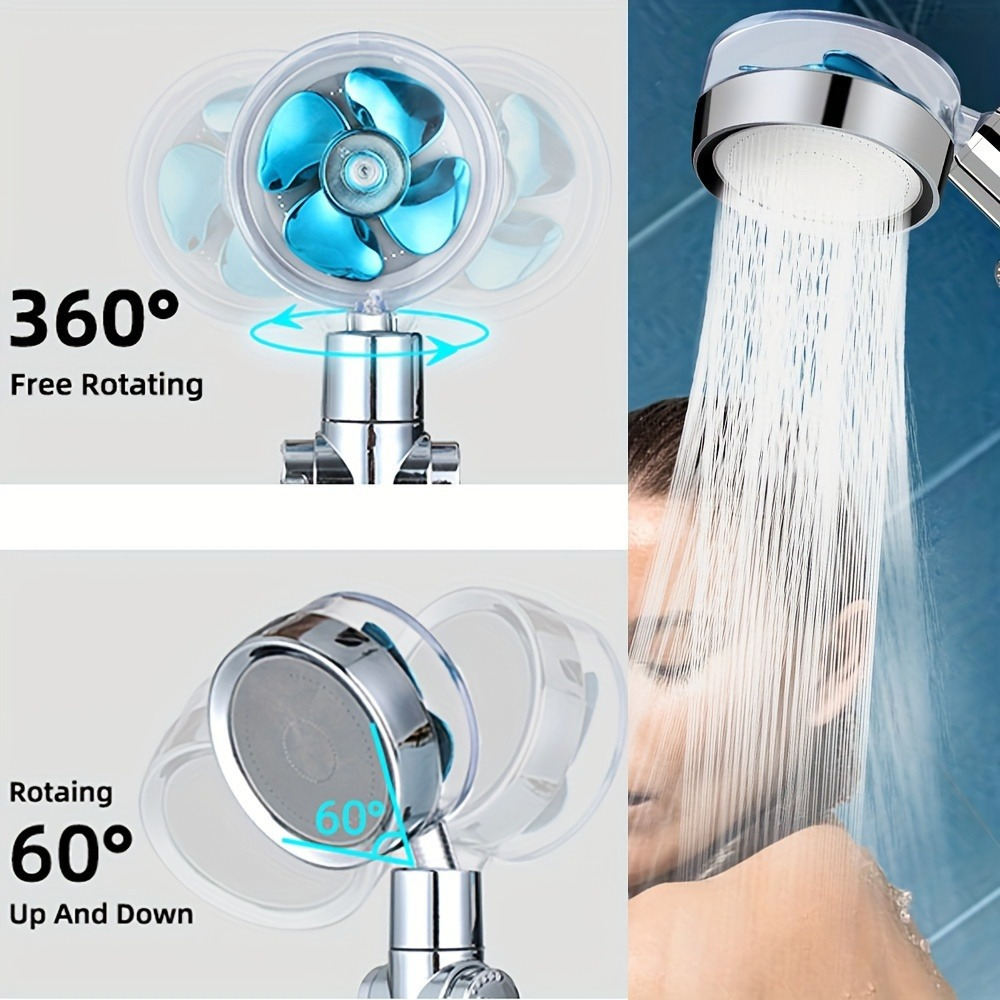 1 Set Turbocharged Shower Head, Handheld Turbo Fan High Pressure Shower  Head, Household Shower Body Spray For Bathroom, Bathroom Accessories