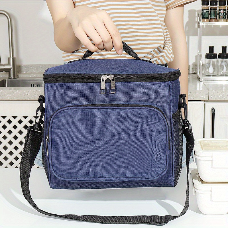 

Simple Insulated Lunch Bag, Large Capacity Solid Color Bento Satchel Bag For Office & Students