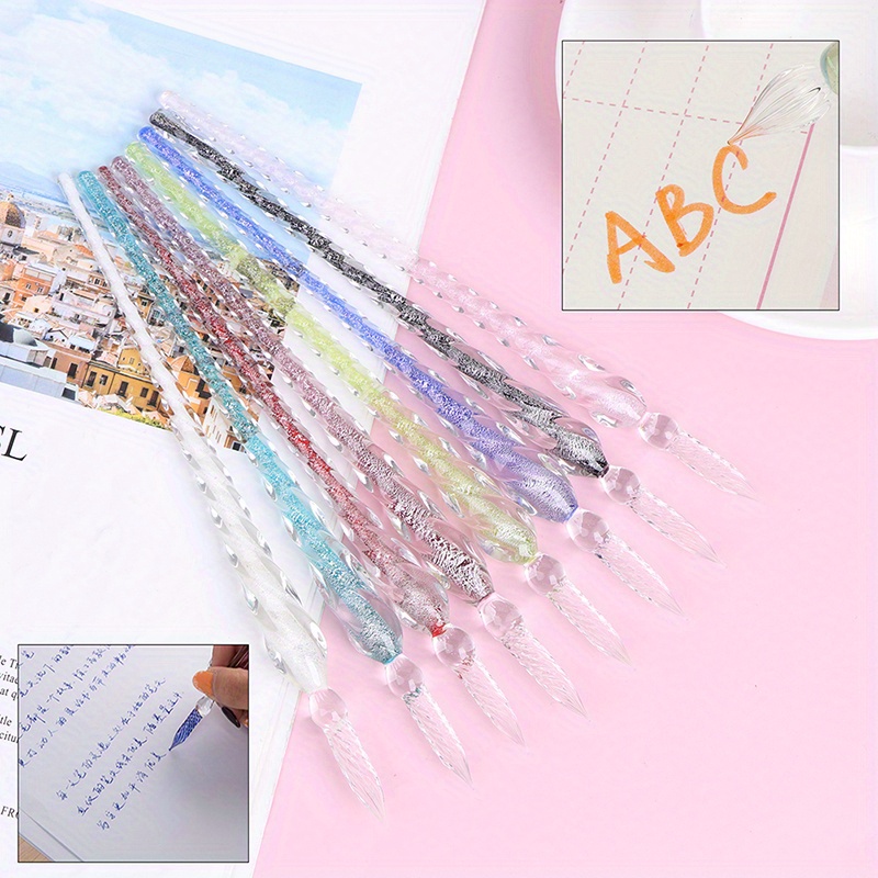 

1pc Diy Craft Painting Gift Dip Pen Fountain Pens With Glass Filling Ink