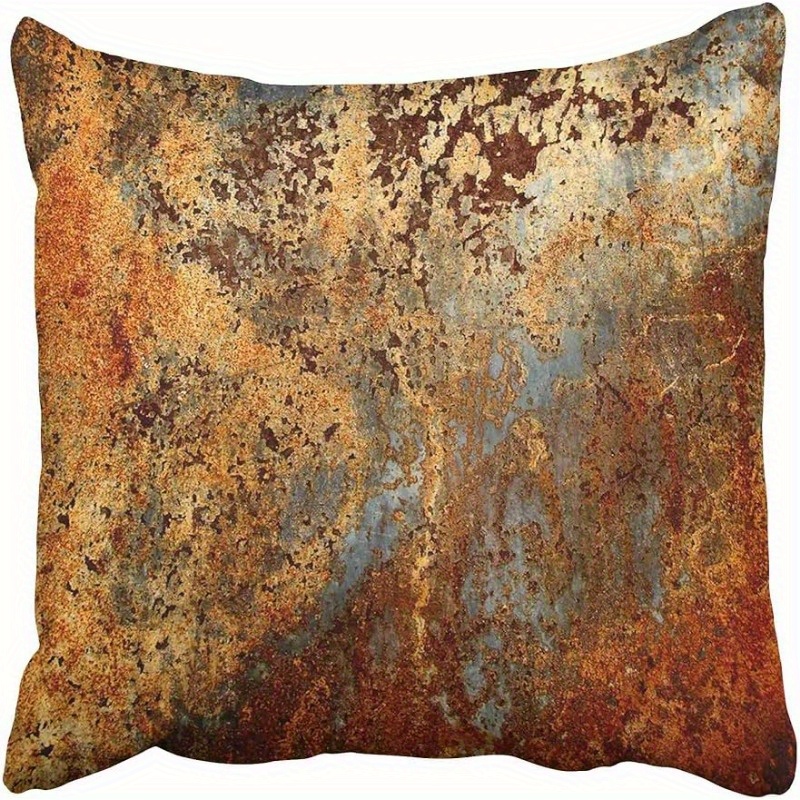 

1pc Throw Pillow Covers Cases Decorative Brown Rust Colorful Metal Rusty Steel Iron Structure Wall Door 2 Sides Print Pillowcase Case Cushion Cover, Pillow Insert Not Included
