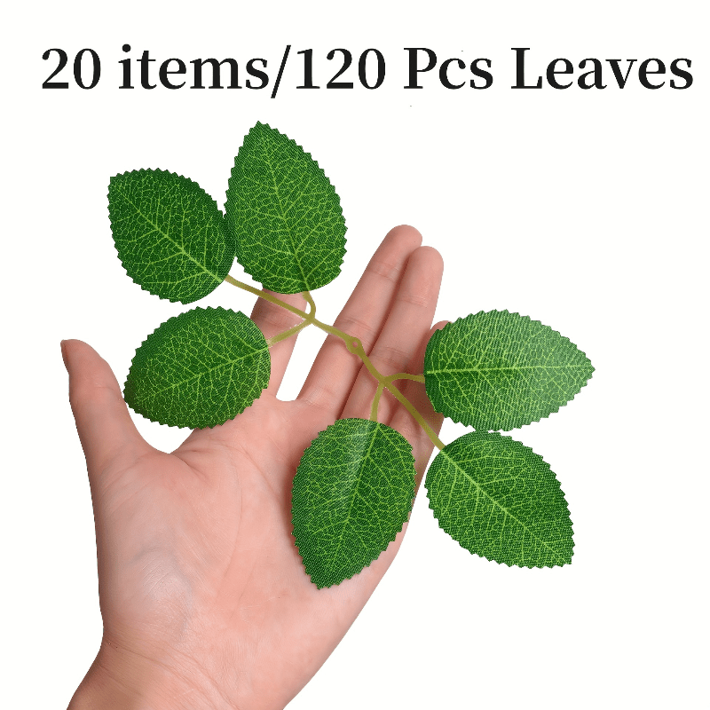 120pcs Lifelike Artificial Green Leaves - Diy Wedding Bouquets & Home Decor, Ideal For Spring, Summer, 's Day & Easter