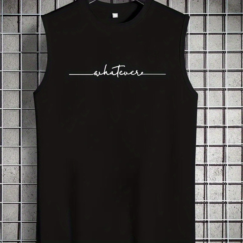 

Men's Trendy Crew Neck Graphic Tank Top With Fancy Print, Men's Sleeveless Vest, Street Style For Summer Wear