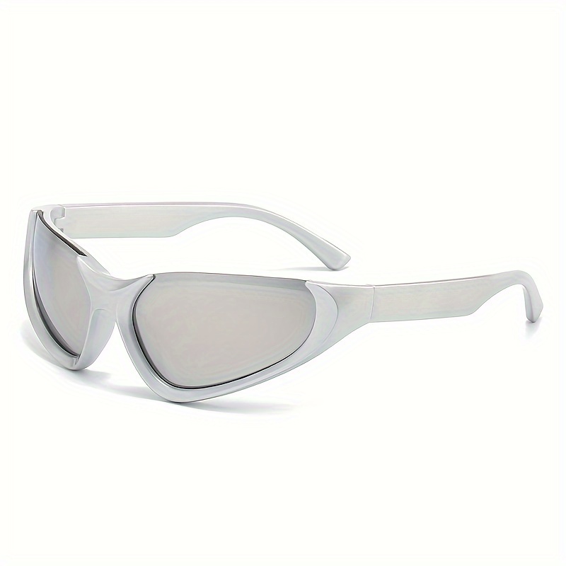 

Y2k Triangle Semi Rimless Glasses Cyberpunk Futuristic Mirrored Sun Shades For Cycling Beach Party For Men And Women